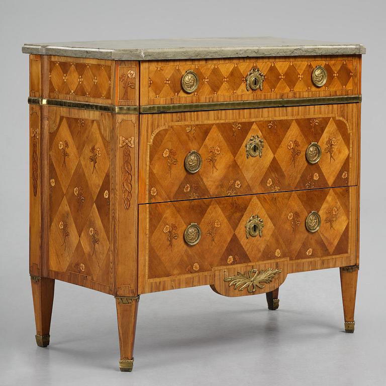 A Gustavian marquetry commode by J. Hultsten (master in Stockholm 1773-94).