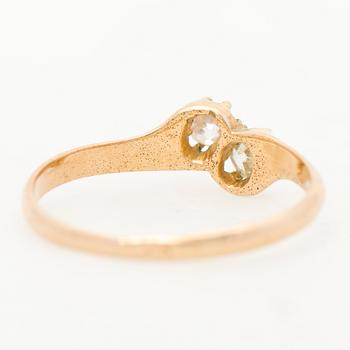 A RING, old cut diamonds, 14K gold. Russia.