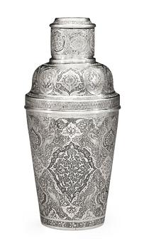 SHAKER, silver. Height 23,5 cm. Persia first half of the 20th century.