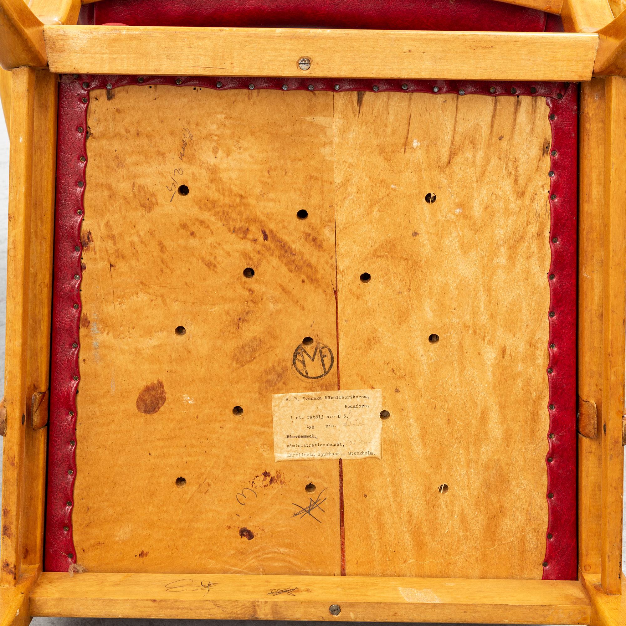 AXEL LARSSON, a Swedish Modern birch easy chair, åtölj, Swedish Modern, Svenska Möbelfabrikerna, Bodafors, 1940's.