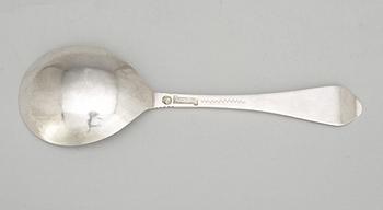 A Swedish 18th century parcel-gilt spoon, makers mark of Johan Wickman, Hudiksvall (1750-1755 (1758)).