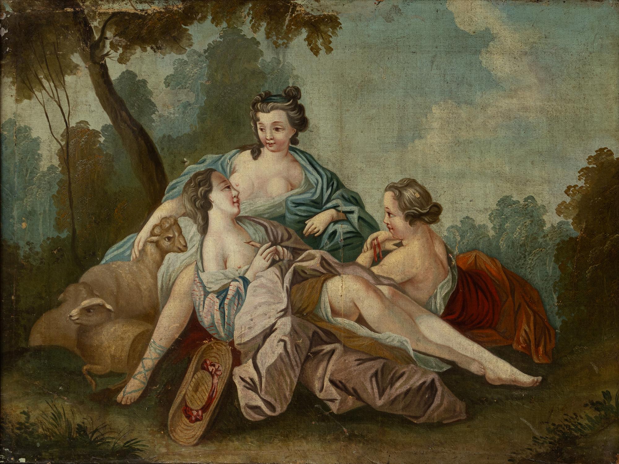 Francois Boucher, Pastoral with shepherdesses.