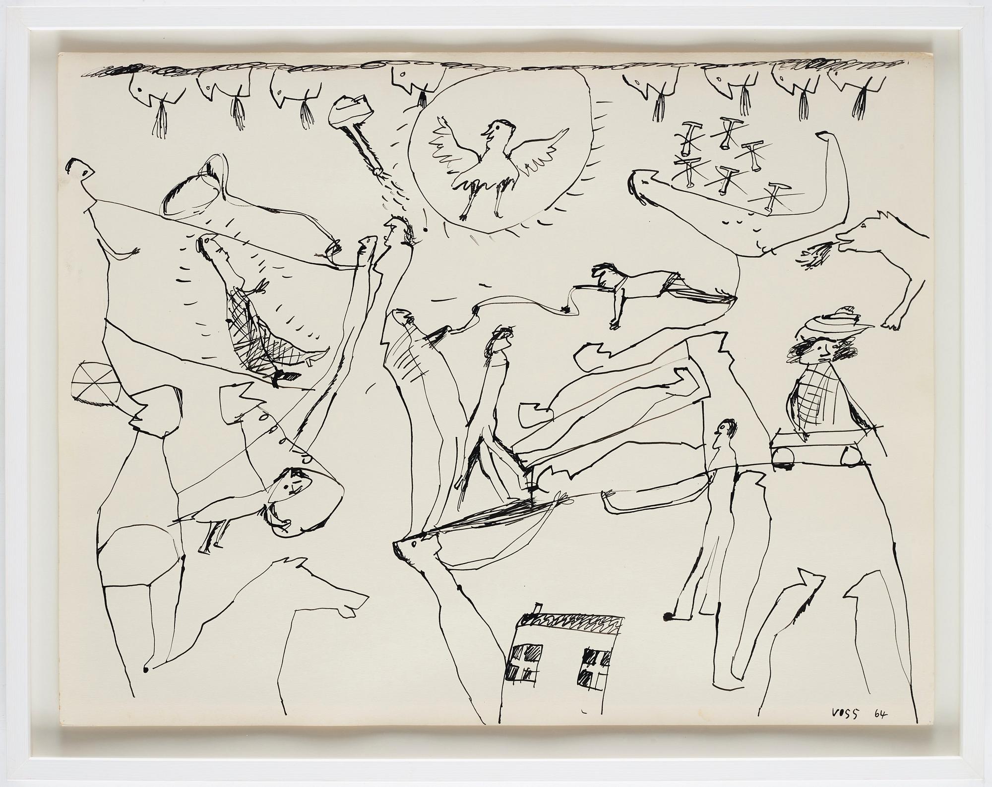 JAN VOSS, drawing, signed and dated -64.