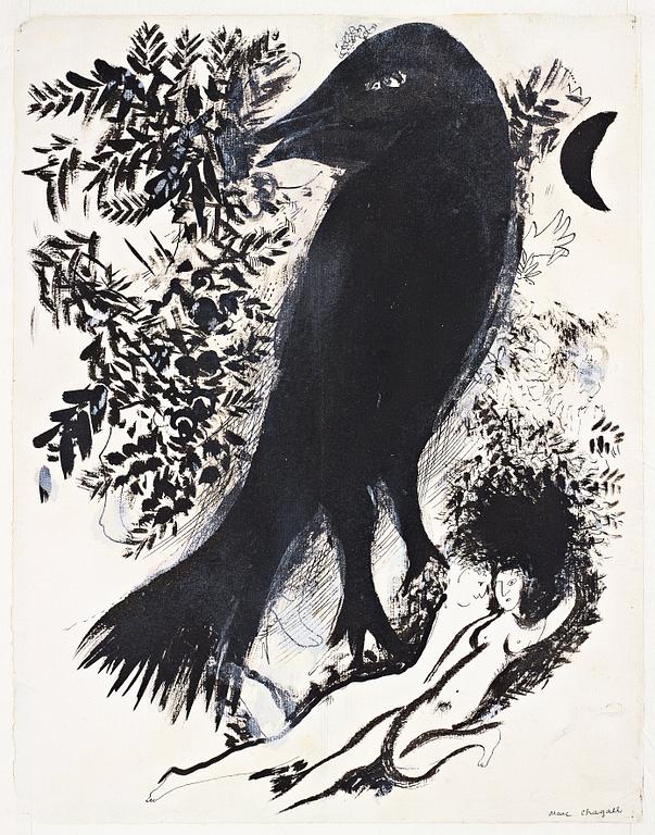 Marc Chagall, Plansch 13 ur "Autour des Mille et une nuits"/Scheherazades natt.