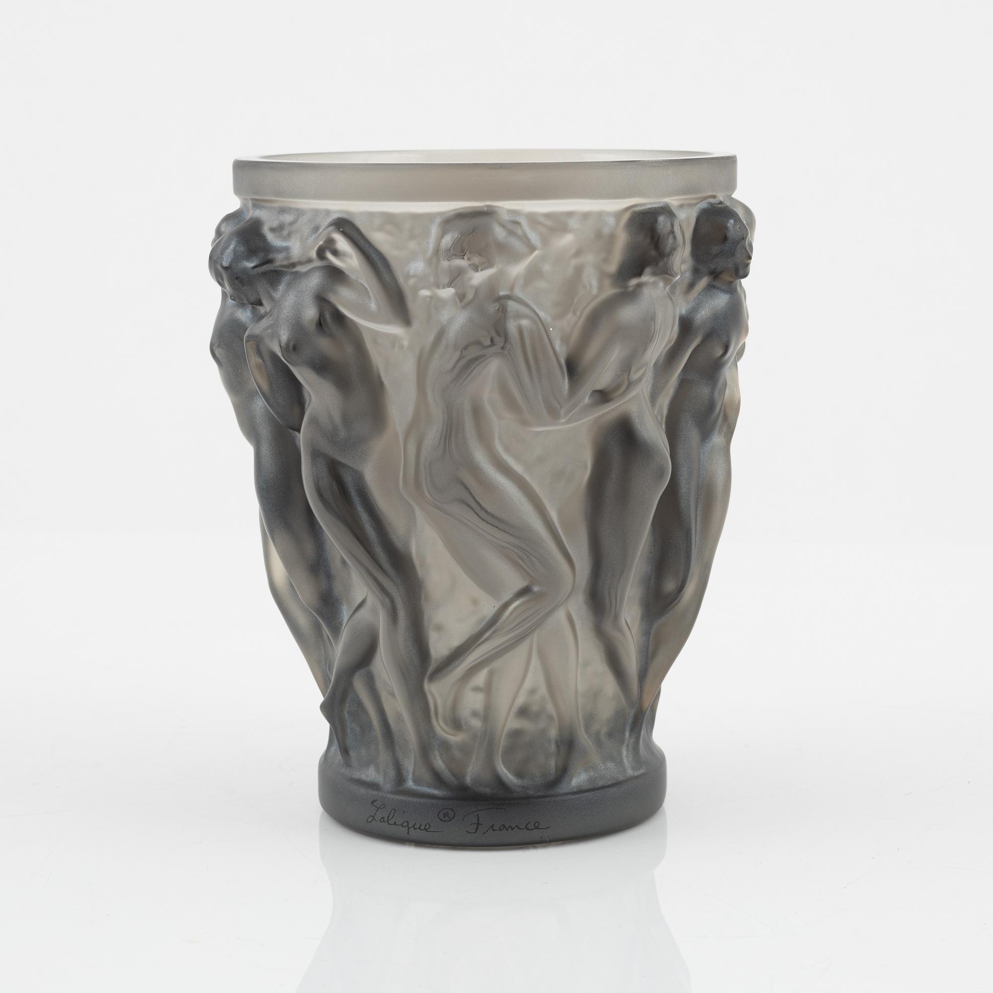 René Lalique, a glass vase, 'Bacchantes', France, signed.