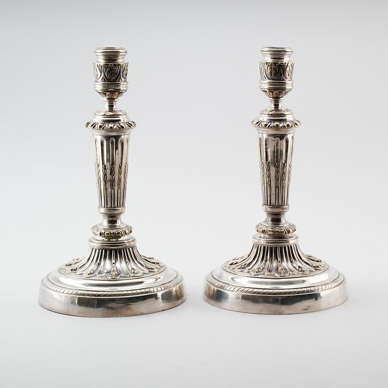 LJUSSTAKAR, 1 par, argent haché, 1800-/1900-tal.