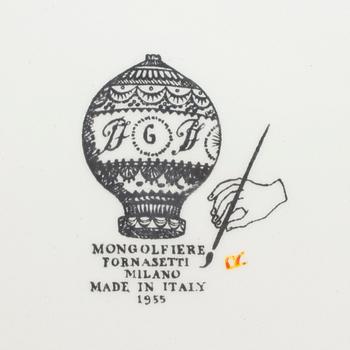 FORNASETTI, tallrikar 10 st, porslin, "Mongolfiere", Italien, 1955.