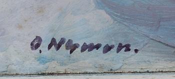 OLLE NYMAN, olja på pannå. Signerad.