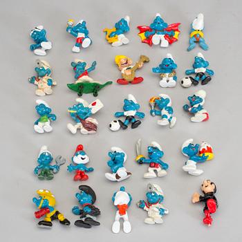 PARTI SMURFAR, 65 stycken, Bully & Schleich, 1970/80-tal.