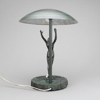 BORDSLAMPA, brons, art deco, 1920/30-tal.