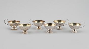 PUNCHKOPPAR, 6 st, silver, K & EC, Göteborg, 1951-1953. Vikt 181 g.
