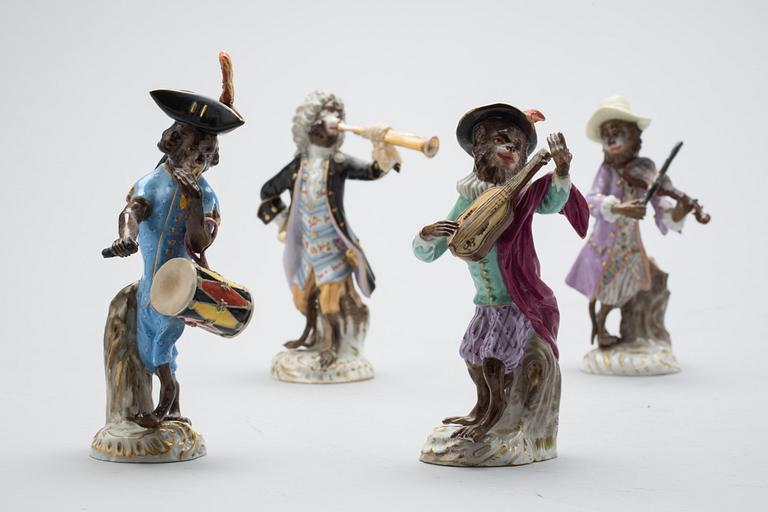 FIGURINER, 10 stycken, porslin. Meissen, sent 1800-tal.