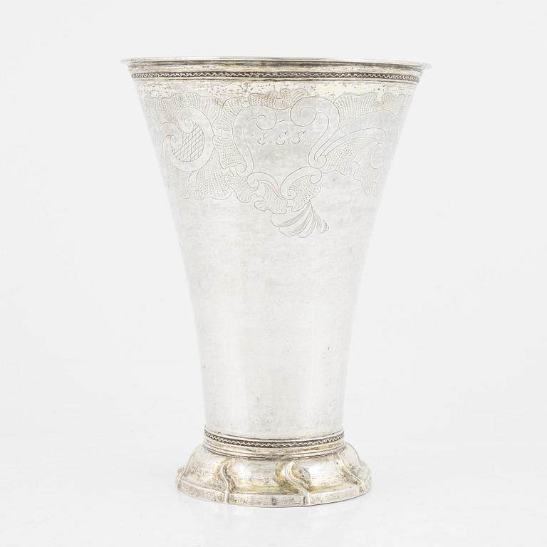A silver beaker by Bernt Johan Eschenburg, Enköping, 1764.