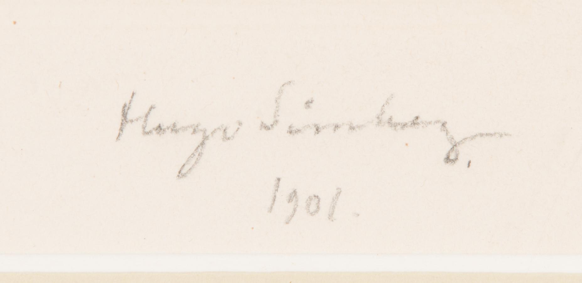 Hugo Simberg, etsaus ja akvatinta, laattasigneerattu, lyijykynäsigneerattu ja päivätty 1901.