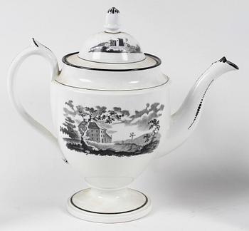 KAFFESERVIS, 17 delar, porslin, England. 1800-talets första hälft.