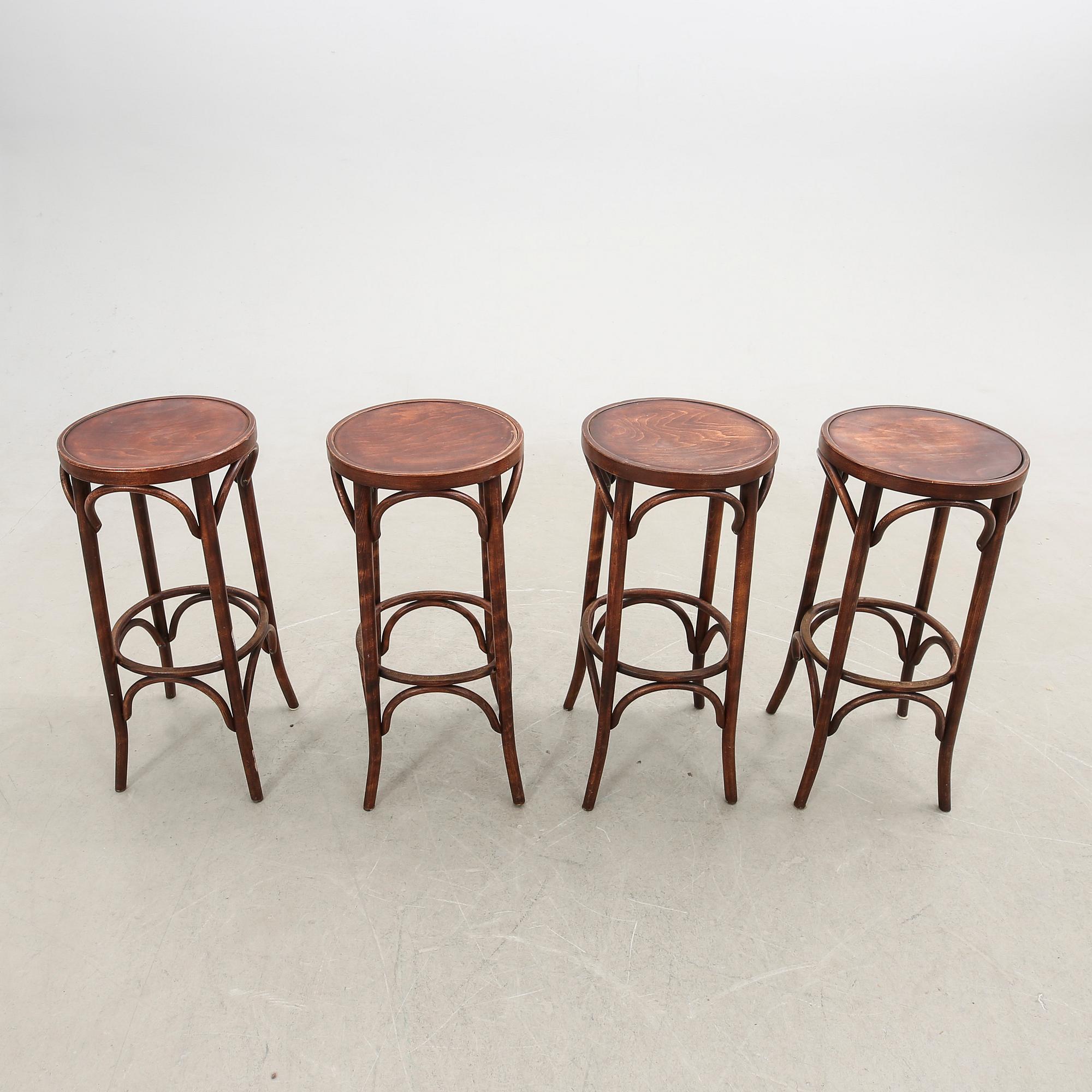Bar stools, 4 pcs, 20th century.
