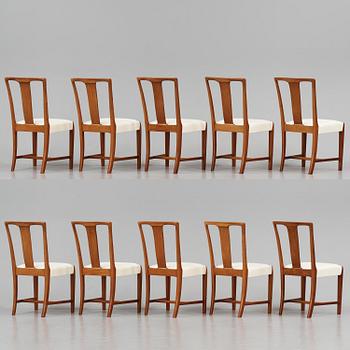 Runar Engblom, a set of ten mahogany chairs, for the Stockholm Crafts Association, 1940s-50s.