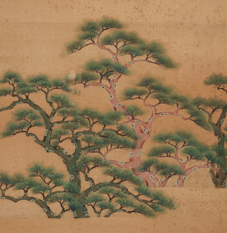 Japansk sexdelad vikskärm, Edo perioden (1603-1868).