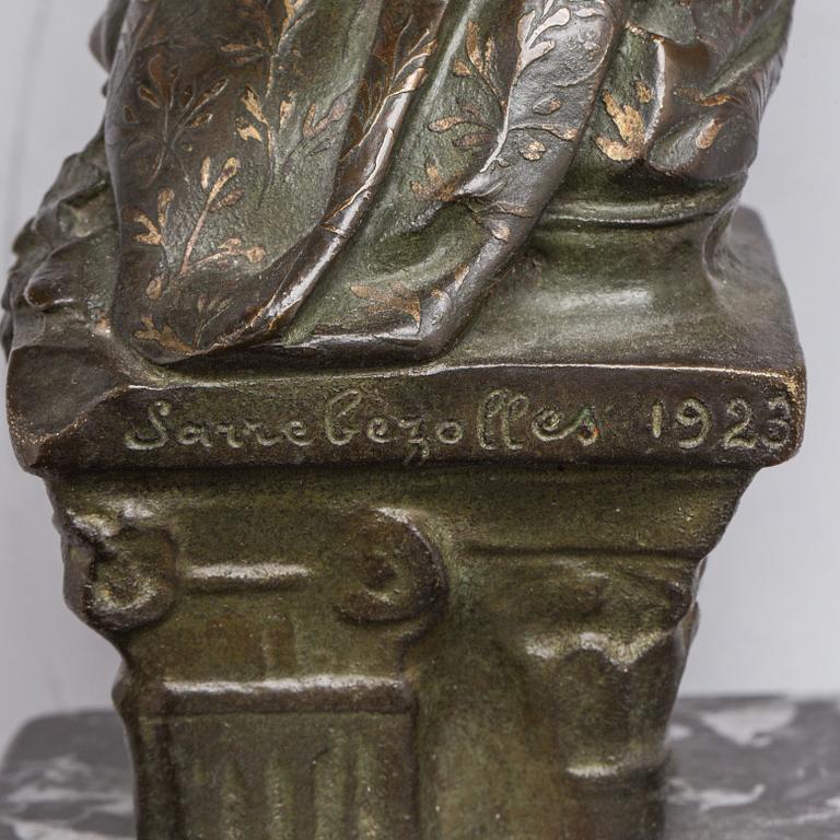 CARLO SARRABEZOLLES, skulptur, brons. Signerad och daterad 1923.