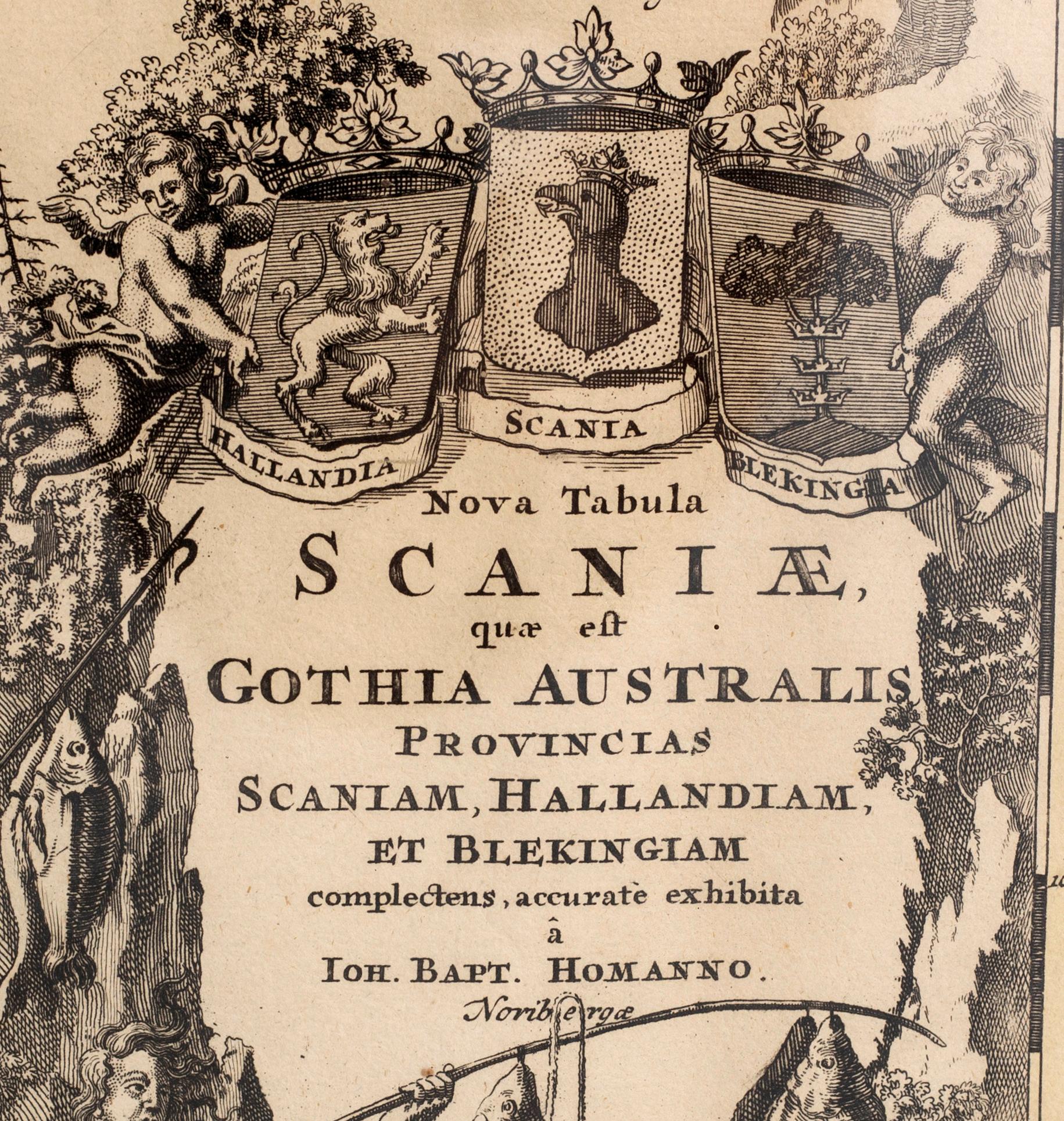 JOHANN BAPTIST HOMANN, map Scania, 18th centuru.