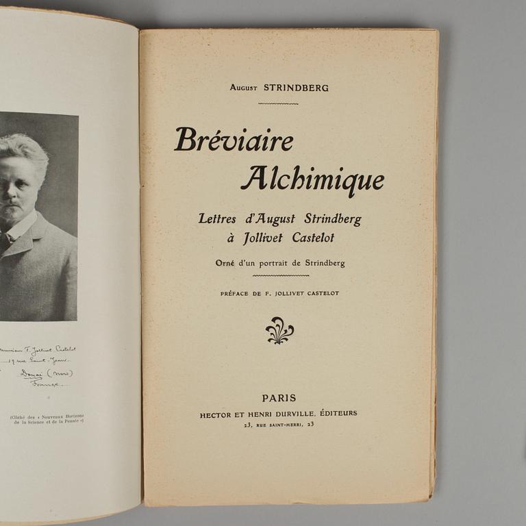 BÖCKER, 2 vol, bla "Bréviaire Alchimique" av August Strindberg, Paris 1912.