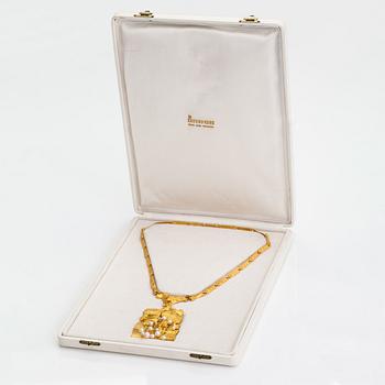 Björn Weckström, An 18Kgold necklace "Flowering wall" with cultured pearls. Lapponia 1967.