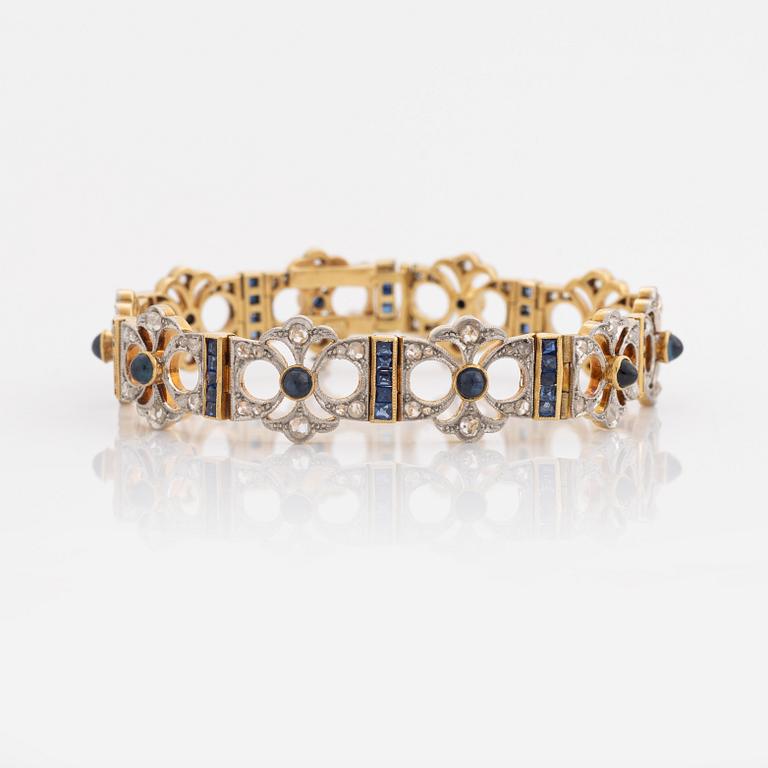 Art deco rose cut diamond and sapphire bracelet.