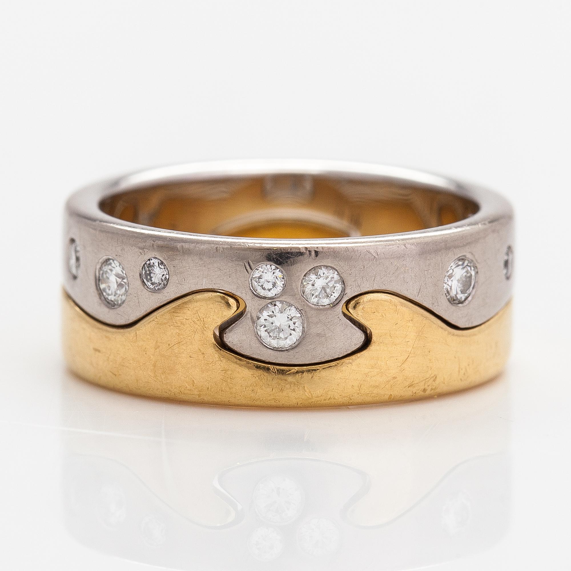Georg Jensen, Ring "Fushion", 18K guld och diamanter ca 0.13 ct totalt. Danmark.