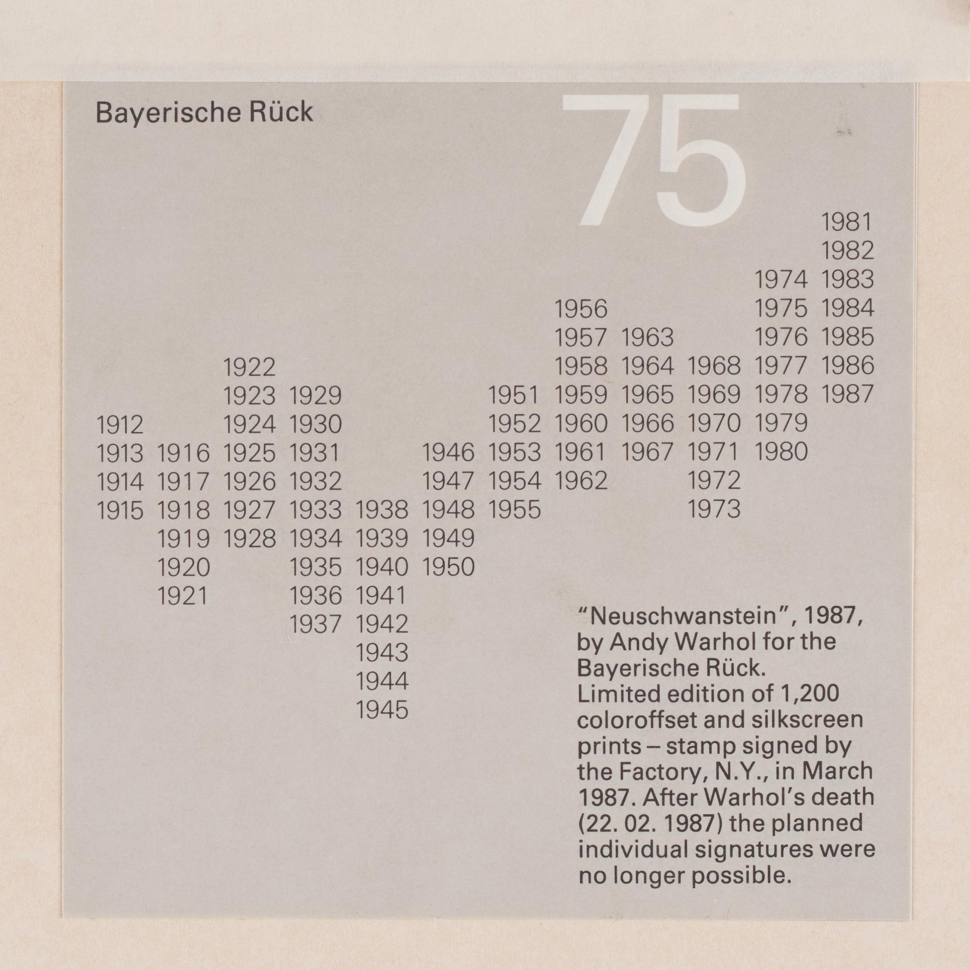 Andy Warhol, 'Neuschwanstein'.