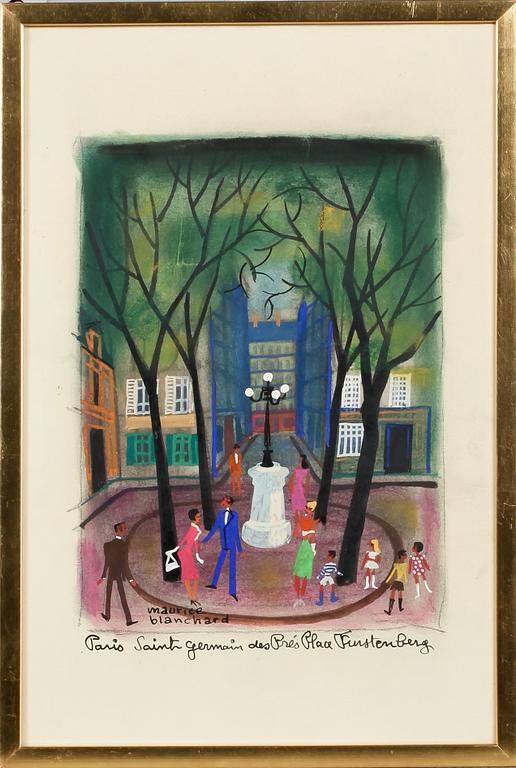 MAURICE BLANCHARD, pastell och gouache, signerad.