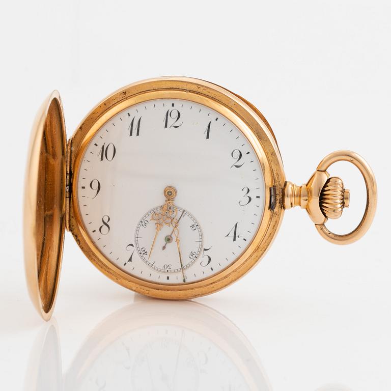 Pocket watch, Zenith, 18K gold, hunter, 52 mm.