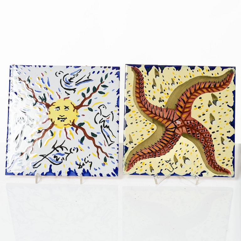 Salvador Dalí, after. Twelve earthenware tiles, late 20th Century.