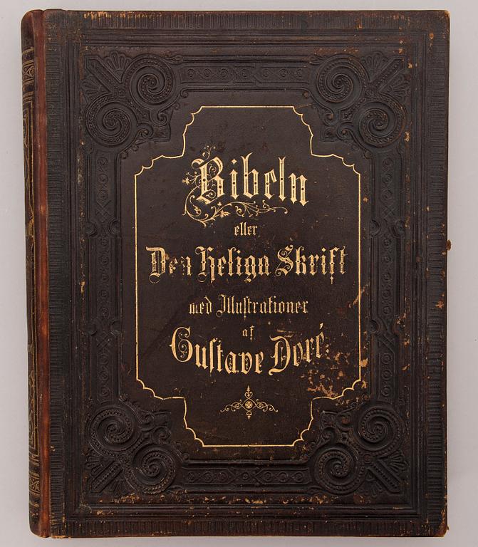 BÖCKER, 2 delar, Bibel med illustrationer av Gustave Doré, Familj-Journalens Boktryckeri, Stockholm 1877.