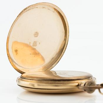 Pocket watch, 14K, "Engström Stockholm", 14/18K gold chain, hunter, 51.5 mm.