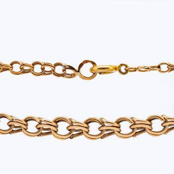 Gold necklace 18K gold, doluble curblink, graduated, approx 43 x 1,5 cm, 15,0 g.