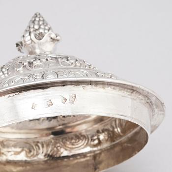 An English mid 18th century silver cup with lid, marks of Francis Crump, London.