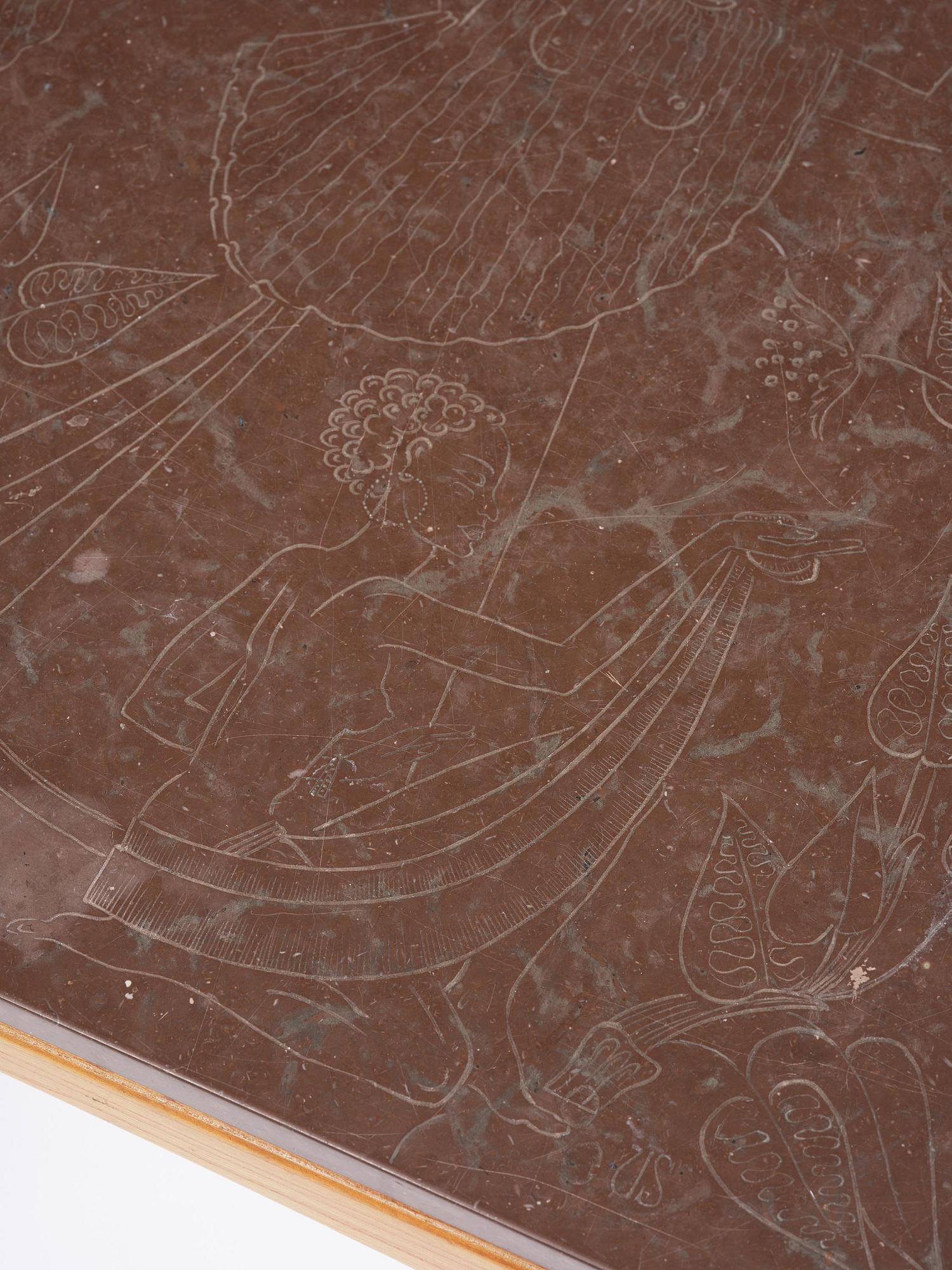 Ulla Fogelklou-Skogh, a Swedish Modern table with a limestone top, 1940s.