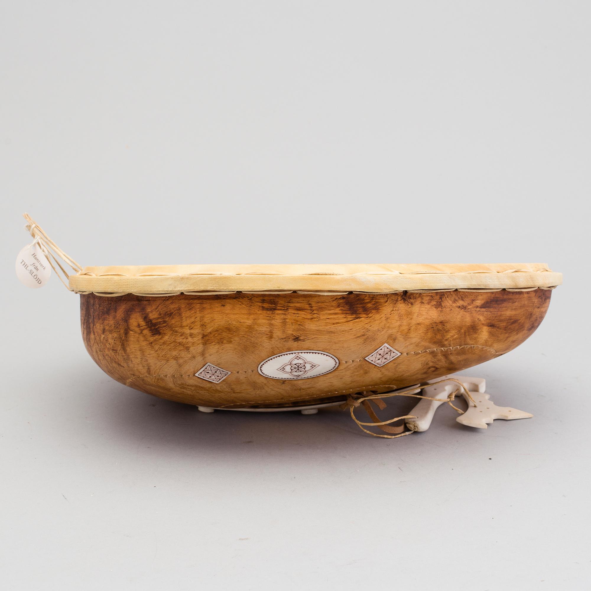 A ceremonial sami drum by THL-slöjd.