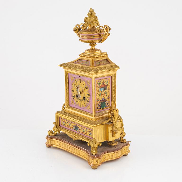 A Louis XVI style mantle clock, late 19th century.