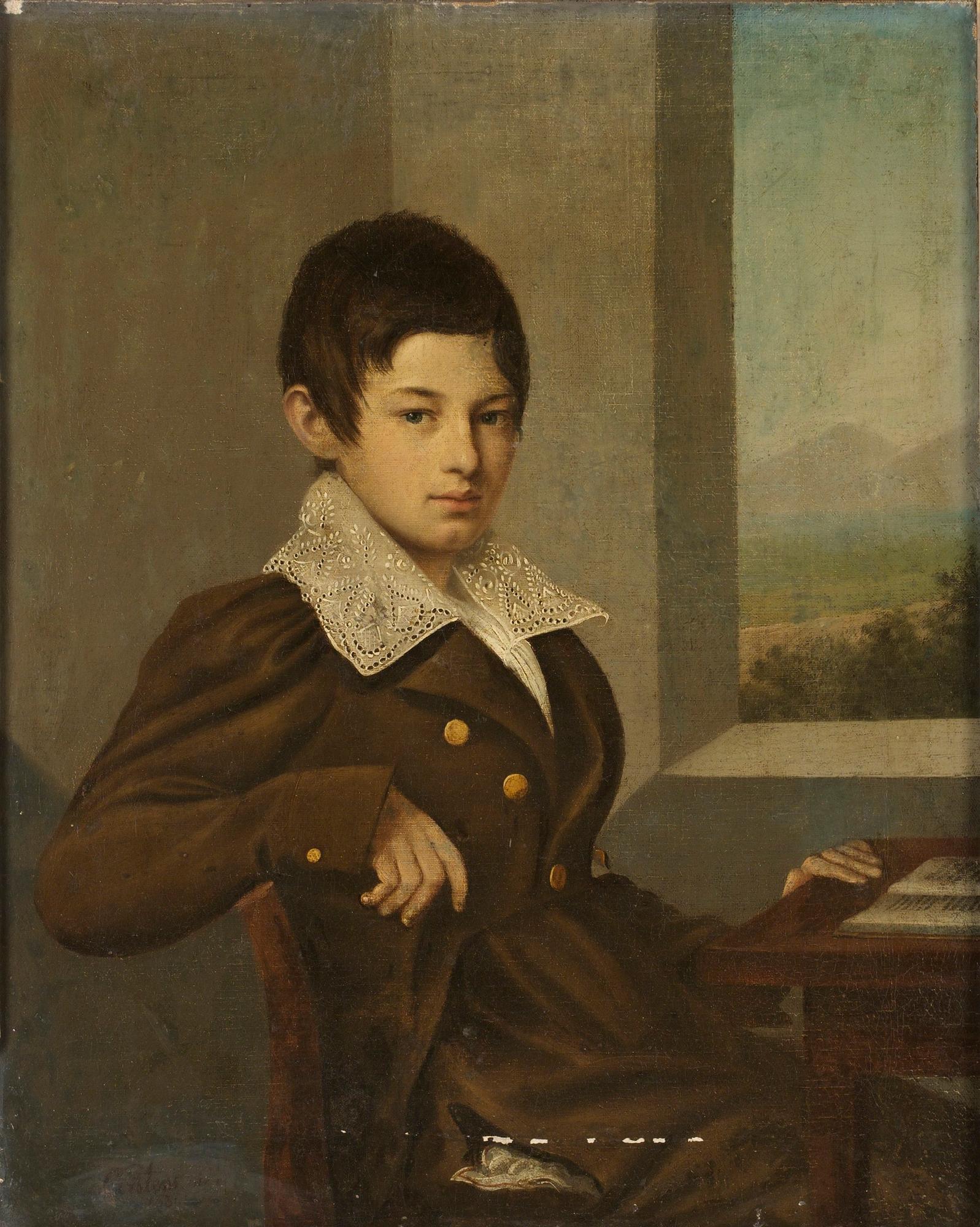 OKÄND KONSTNÄR, olja på duk. Otydligt signerad och daterad 1831.