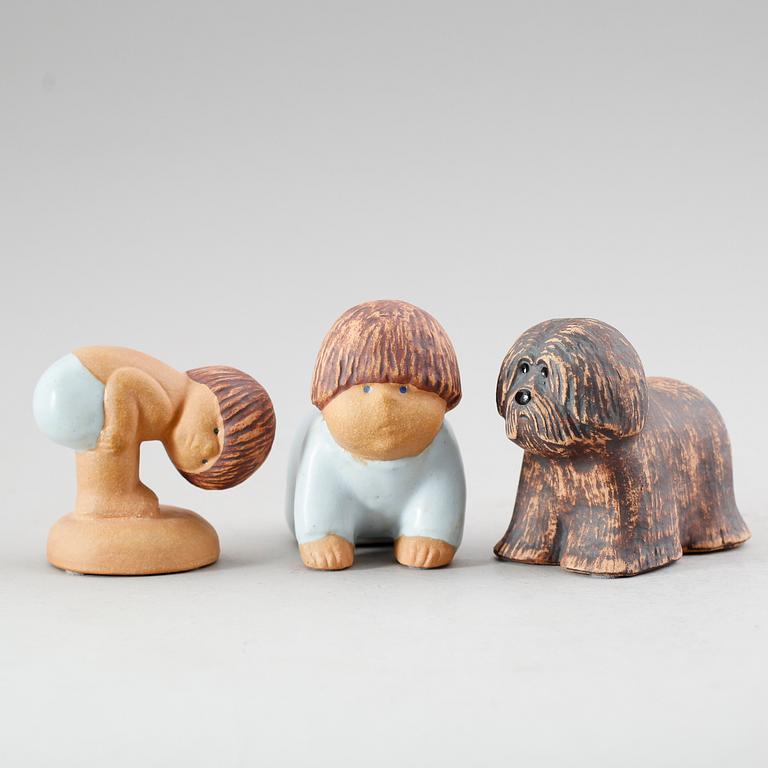 FIGURER, 3 st, stengods, Lisa Larson, Gustavsberg.