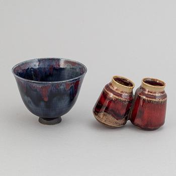 Henning Nilsson, Sven Hofverberg, Höganäs and others, 3 vases and 3 bowls, Sweden, second half of 20th century,