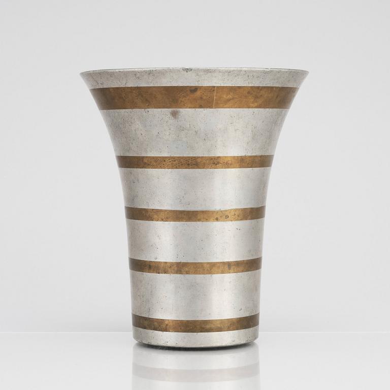 Estrid Ericson, a pewter vase with brass decor, Svenskt Tenn, Stockholm 1936.