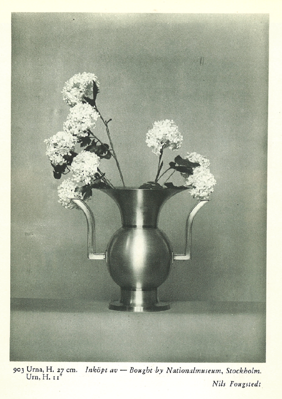 Nils Fougstedt, a rare pewter and brass vase model A 903, Firma Svenskt Tenn, Stockholm, 1929.