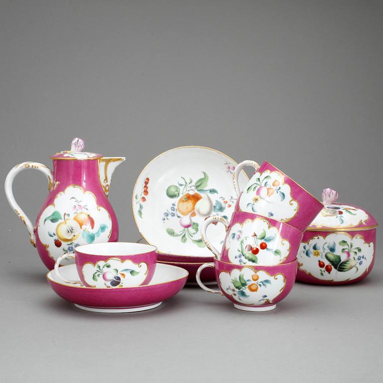SERVISDELAR, 6 st, porslin, Meissen, 1800-tal.