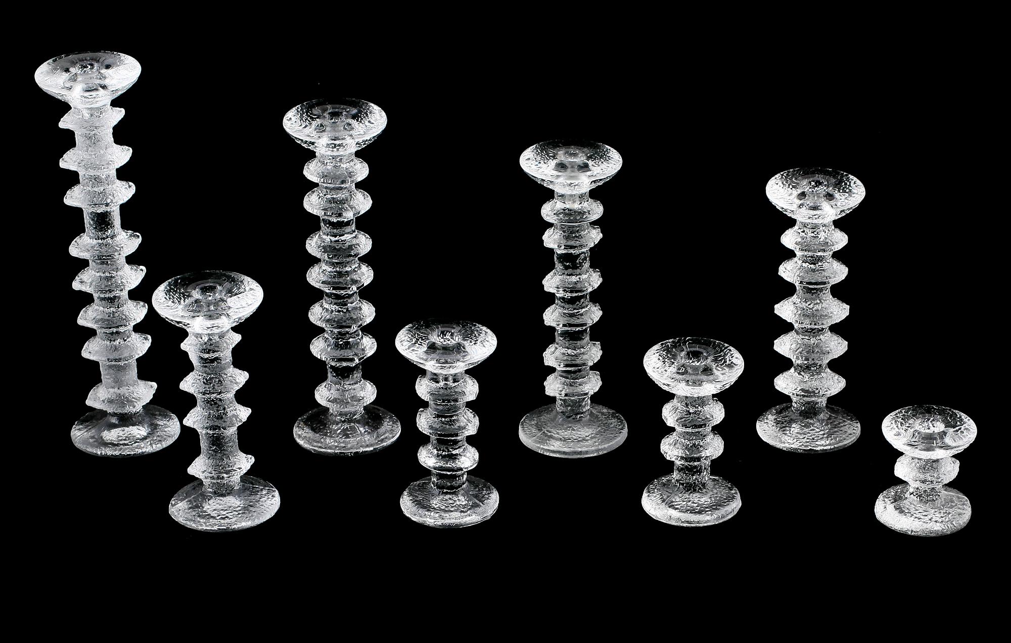 LJUSSTAKAR, 8 st, glas, "Festivo", Timo Sarpaneva, Iittala.