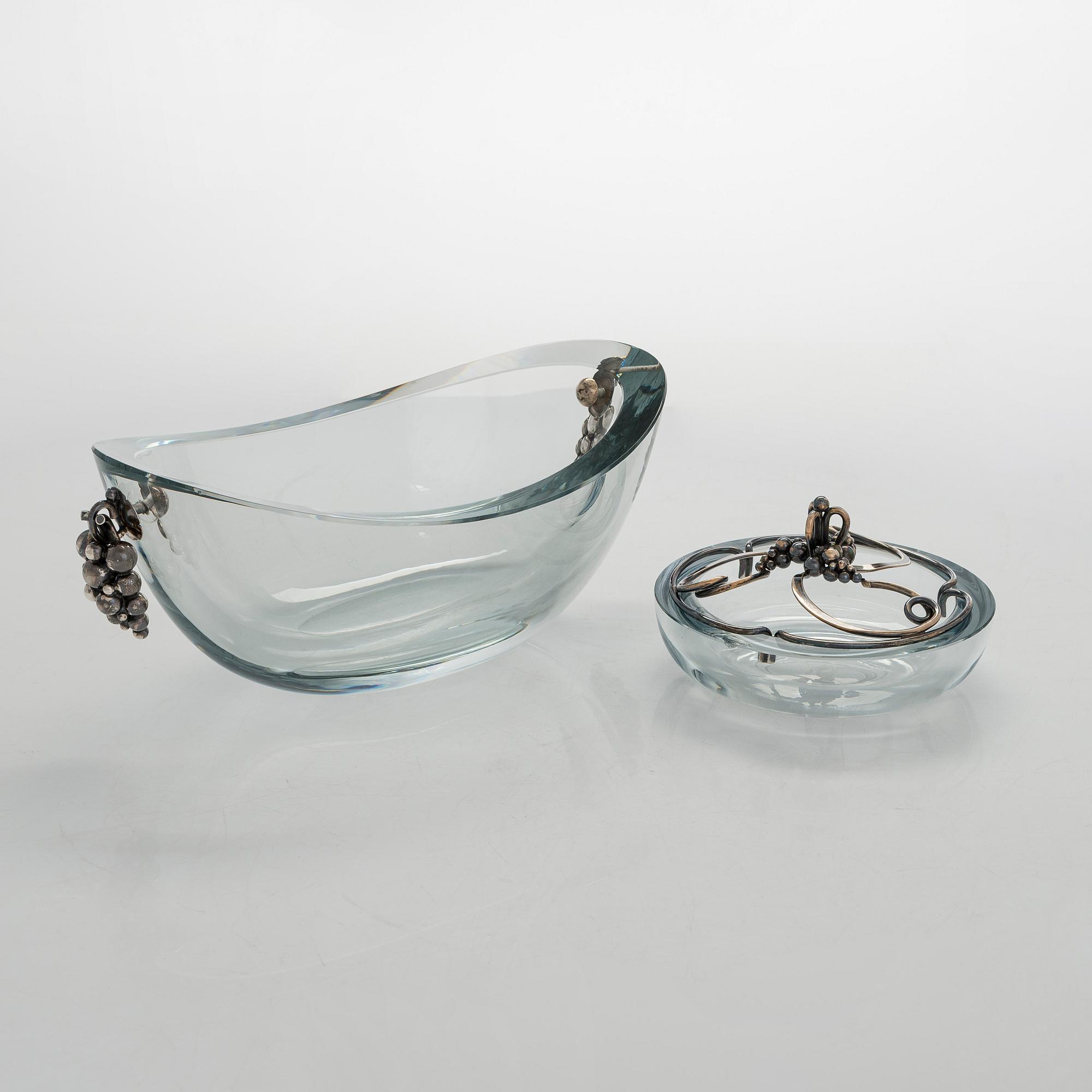 Aage Weimar, cocktail- och serverings set, 7 delar, sterlingsilver och glas, Danmark 1900-talets mitt.