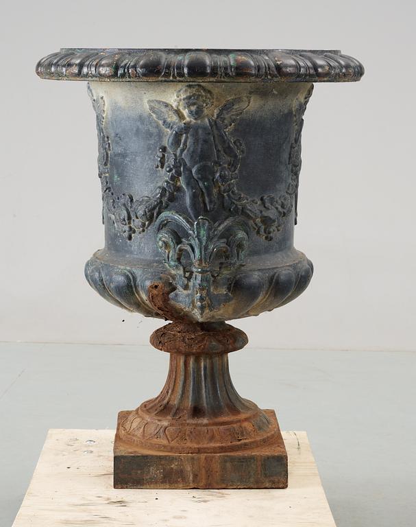 A Swedish 19th Century iron cast garden urn by J&CG Bolinder Stockholm.