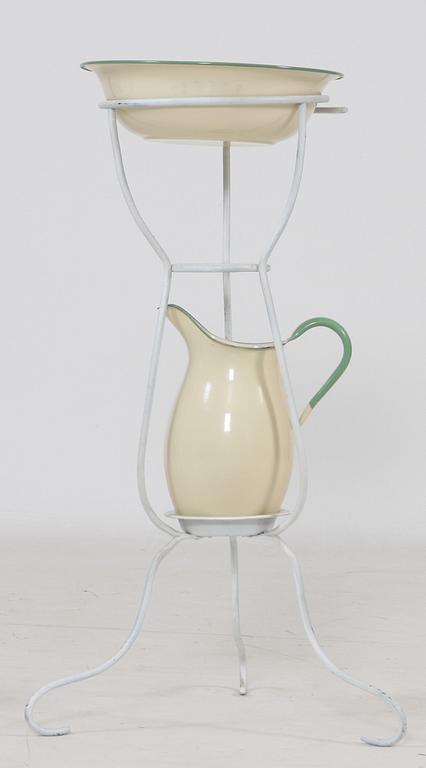 TVÄTTSTÄLL, emalj, 3 delar, 1900-talets första hälft.