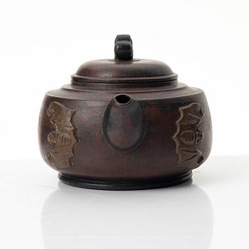 A 'bat' yixing teapot, China 1980s.